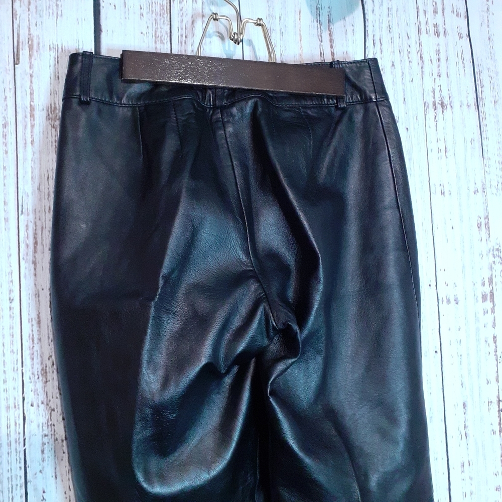 Alfani black leather y2k vintage high waisted straight leg trousers pants - Picture 7 of 11